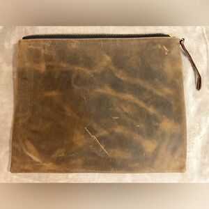 Boutonne Scratched Brown Leather Clutch / Envelope EUC 100% Leather